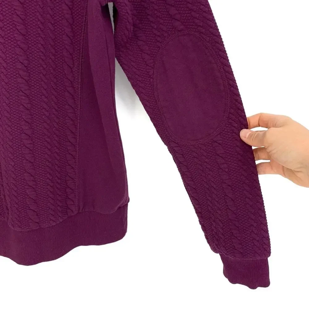 ORVIS Jacquard Cable Knit 1/4 Zip Pullover Sweater Purple S